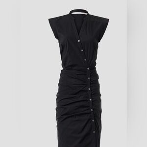 Veronica Beard Black Ruched Midi Dress